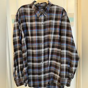 Izod Black & Blue Plaid Flannel Button Front Shirt Sz 2X